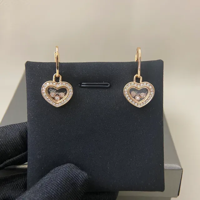 Heart-Shaped Pavé Crystal Moving Charm Lever-Back Earrings 5