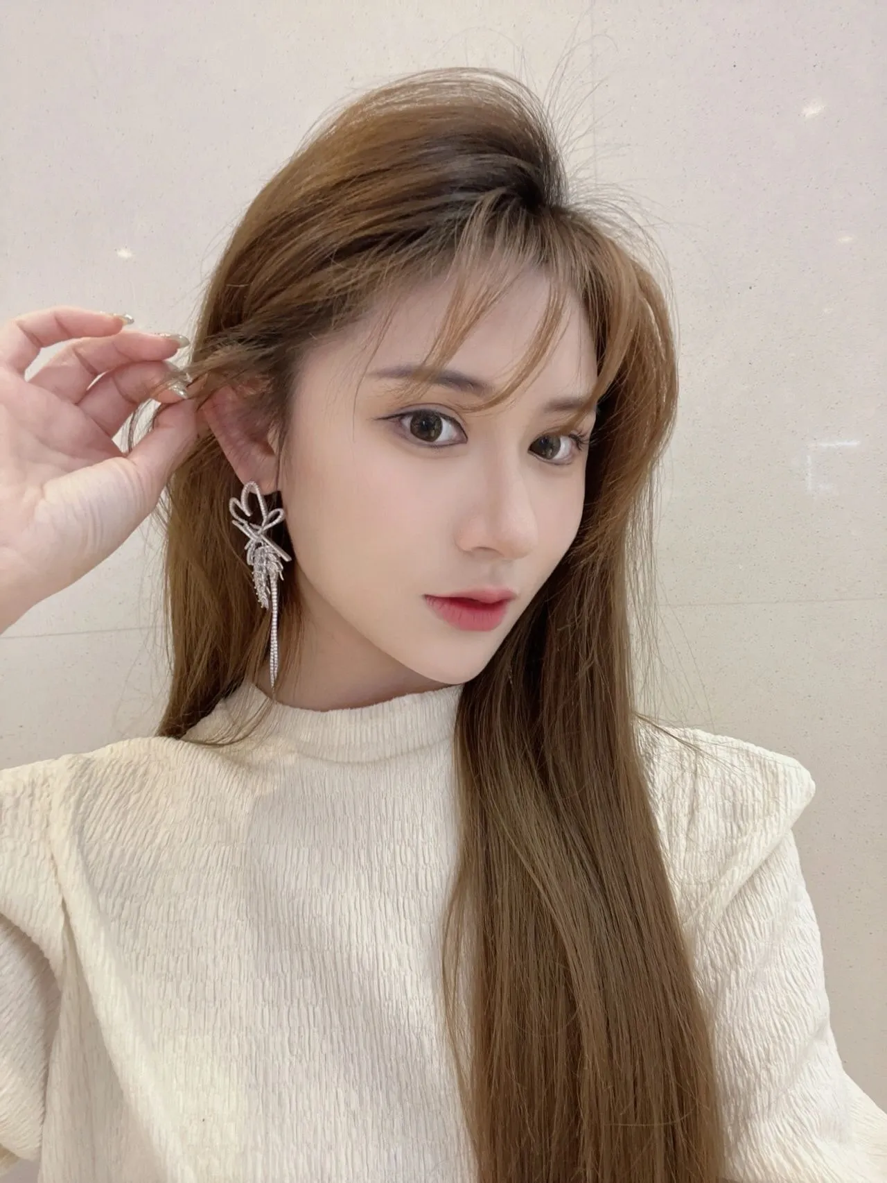 HEFANG Bow Motif Crystal Fringe Dangling Earrings 4