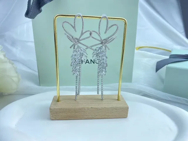 HEFANG Bow Motif Crystal Fringe Dangling Earrings 7