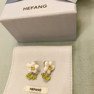 HEFANG Flower Enamel and Gemstone Stud Earrings