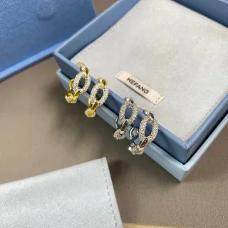 HEFANG Linked Oval Pavé Hoop Earrings