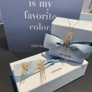 HEFANG Star Motif Gold-Tone Crystal Dangle Earrings