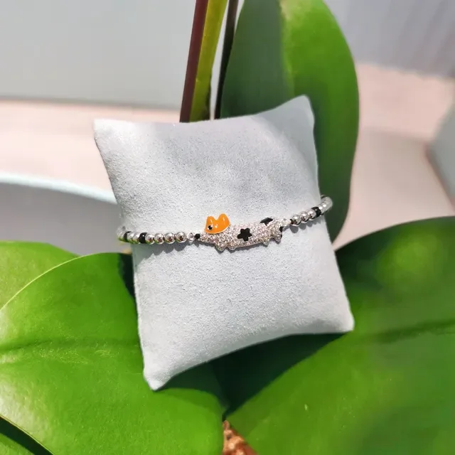 HEFANG Yellow Black Animal Motif Enamel Detailing Bracelet 8