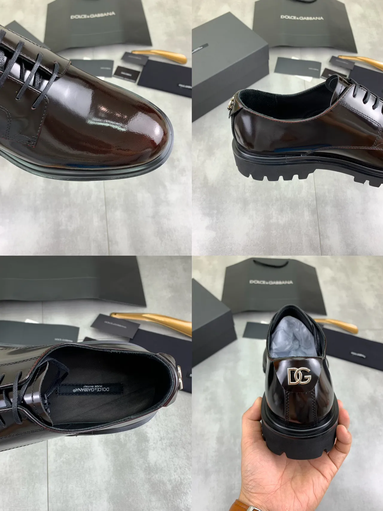 High-Gloss Brown Patent Leather Cap Toe Oxford Shoes 2