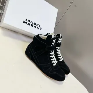 Isabel Marant Tênis Lifestyle de Camurça Preto com Cadarço em Topo Alto