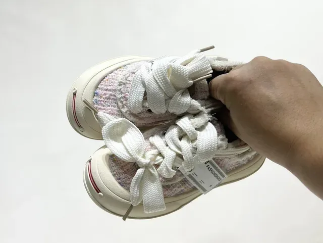 JAKOBBEAR Blue White Textured Fabric Upper Oversized Knotted Laces Sneakers 13