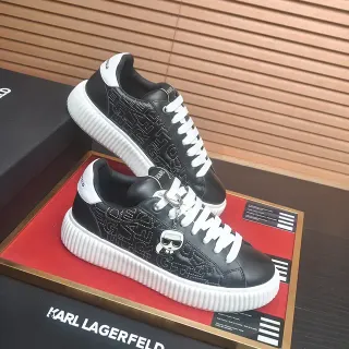 Karl Lagerfeld Black Embossed Logo Skull Charm Lifestyle Sneakers