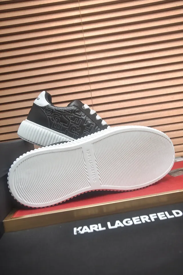 Karl Lagerfeld Black Embossed Logo Skull Charm Lifestyle Sneakers 3