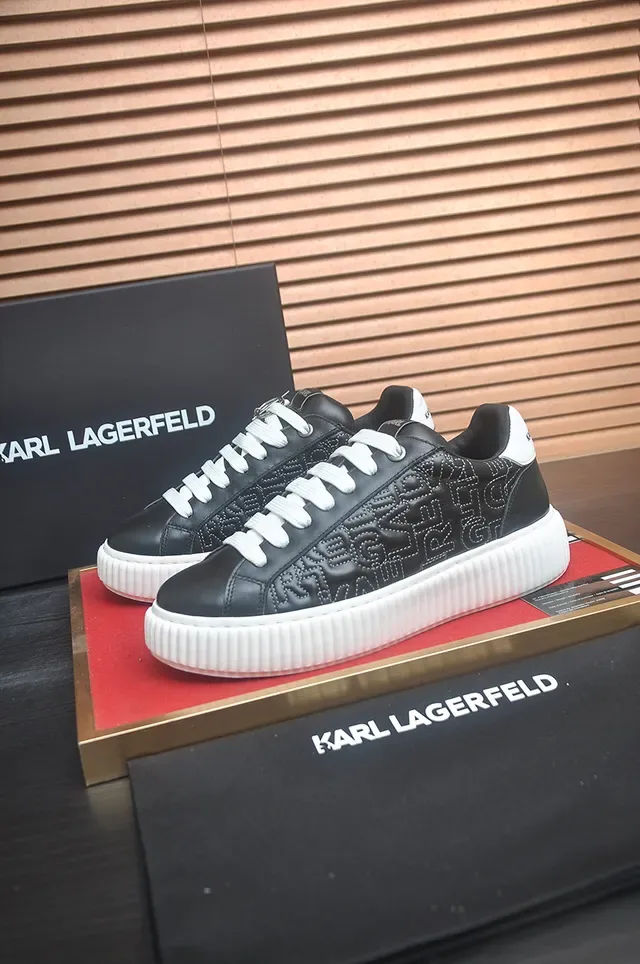 Karl Lagerfeld Black Embossed Logo Skull Charm Lifestyle Sneakers 4