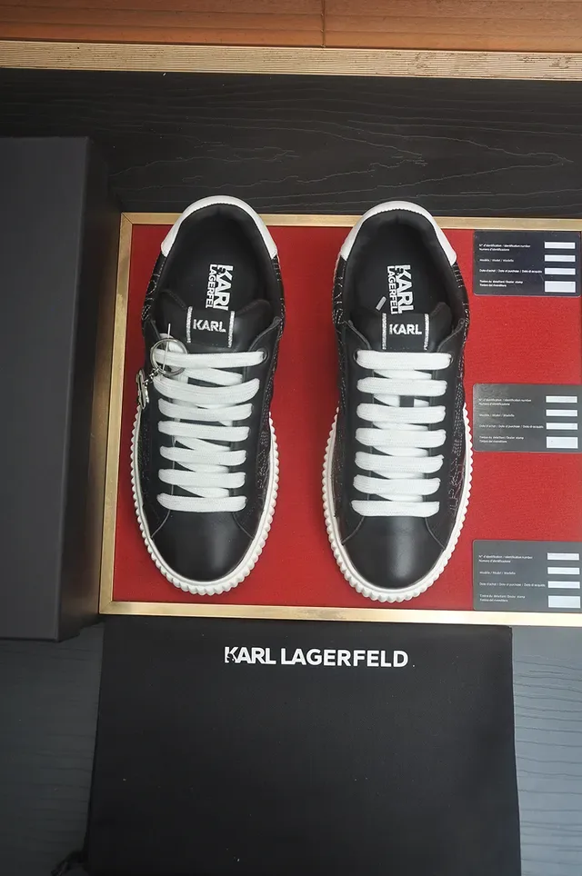 Karl Lagerfeld Black Embossed Logo Skull Charm Lifestyle Sneakers 5