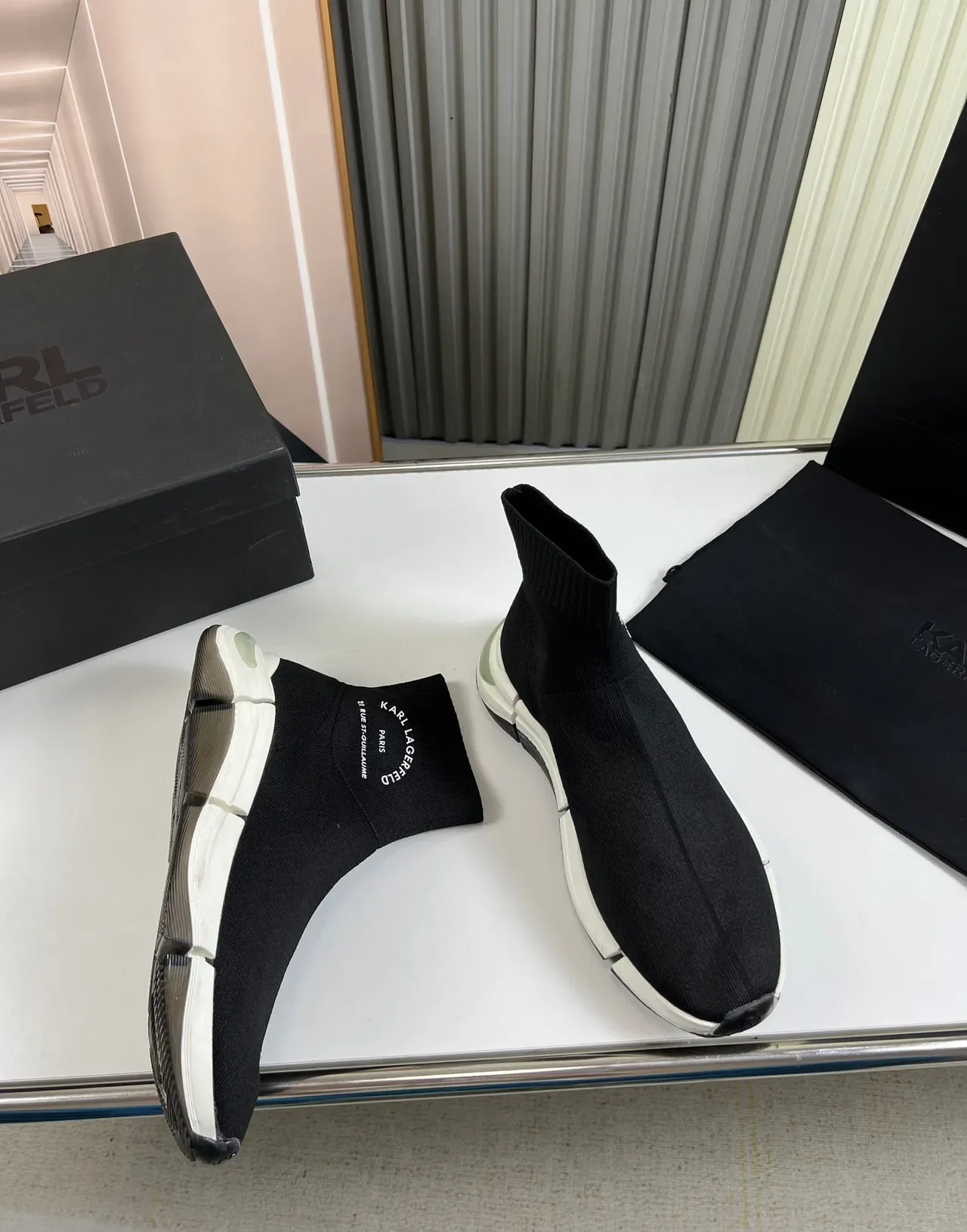 Karl Lagerfeld Speed Trainer Black Sock-Fit Lifestyle Sneakers 5