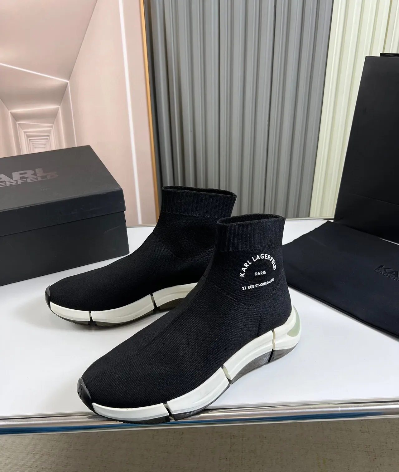 Karl Lagerfeld Speed Trainer Black Sock-Fit Lifestyle Sneakers 8