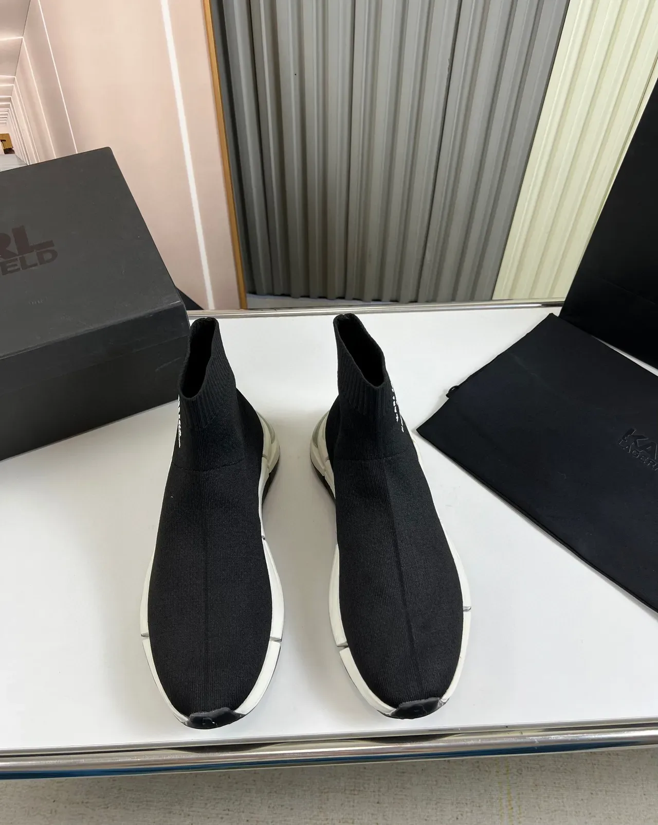 Karl Lagerfeld Speed Trainer Black Sock-Fit Lifestyle Sneakers 9