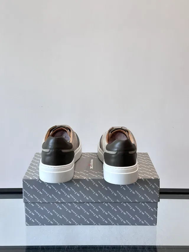 Kiton Two-Tone Suede and Leather Low-Top Lifestyle Sneakers 3