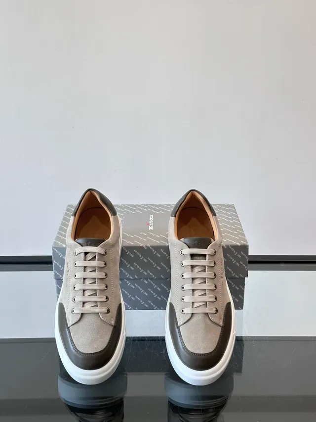 Kiton Two-Tone Suede and Leather Low-Top Lifestyle Sneakers 4