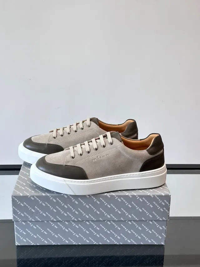 Kiton Two-Tone Suede and Leather Low-Top Lifestyle Sneakers 5