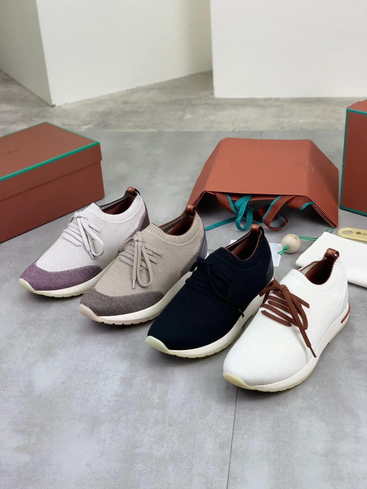 Knit Color-Block Low-Top Lace-Up Sneakers 2