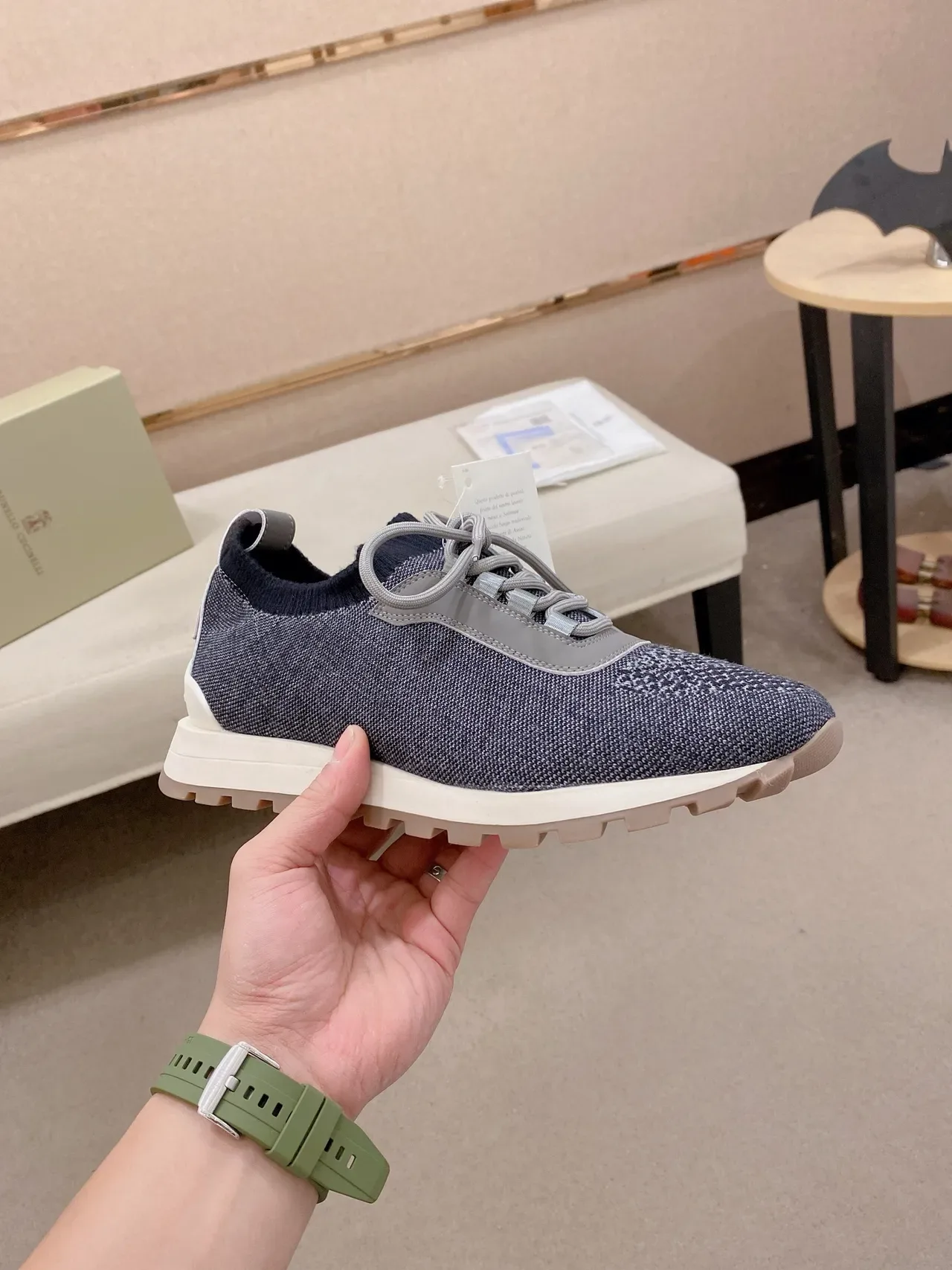 Knit Upper Sock-Fit Lace-Up Sneaker 5