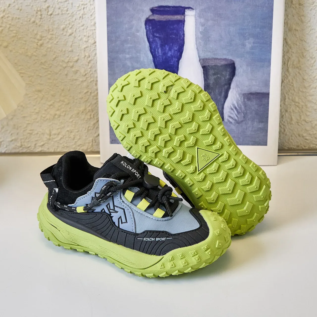 KOLON SPORT Black Rugged Outsole Layered Synthetic Upper Sneakers 16