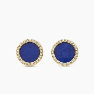 Lapis Lazuli and Diamond Halo Stud Earrings