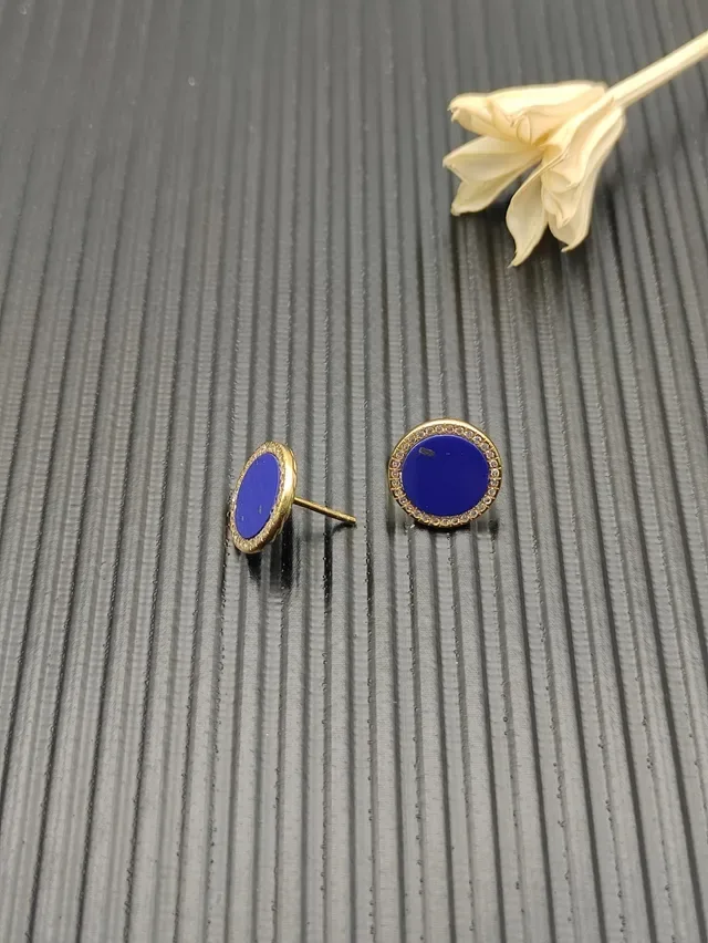 Lapis Lazuli and Diamond Halo Stud Earrings 5