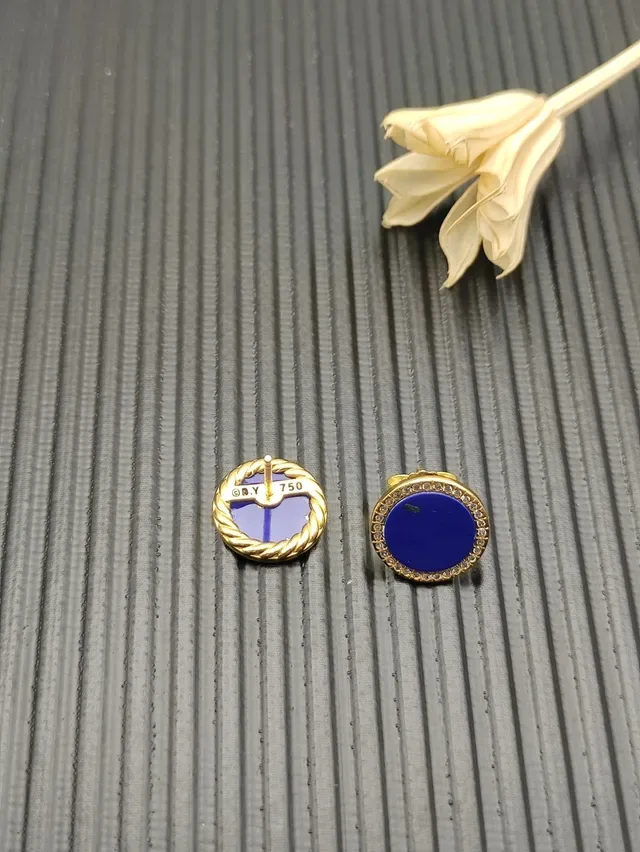 Lapis Lazuli and Diamond Halo Stud Earrings 6