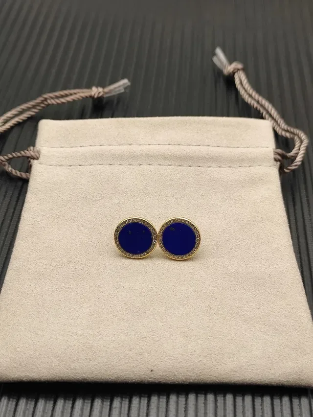 Lapis Lazuli and Diamond Halo Stud Earrings 8