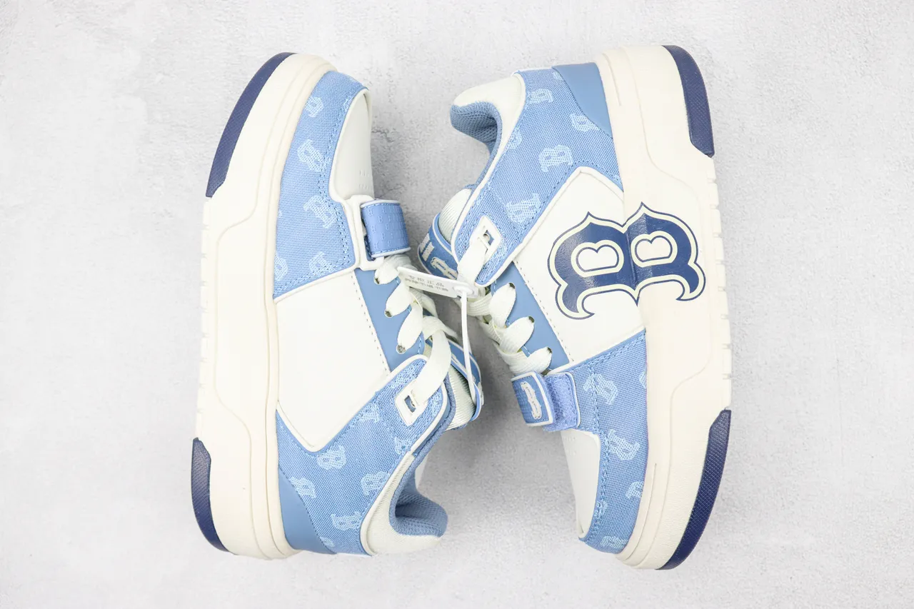 Light Blue and Navy Monogrammed Platform Lifestyle Sneaker 2