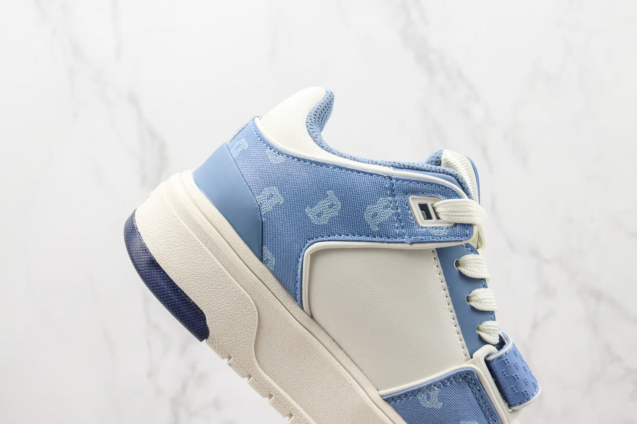 Light Blue and Navy Monogrammed Platform Lifestyle Sneaker 5