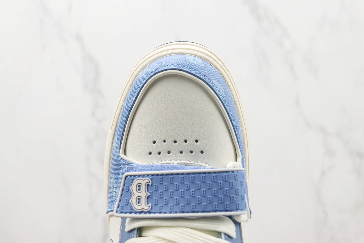 Light Blue and Navy Monogrammed Platform Lifestyle Sneaker 6