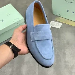 Light Blue Suede Penny Strap Loafer