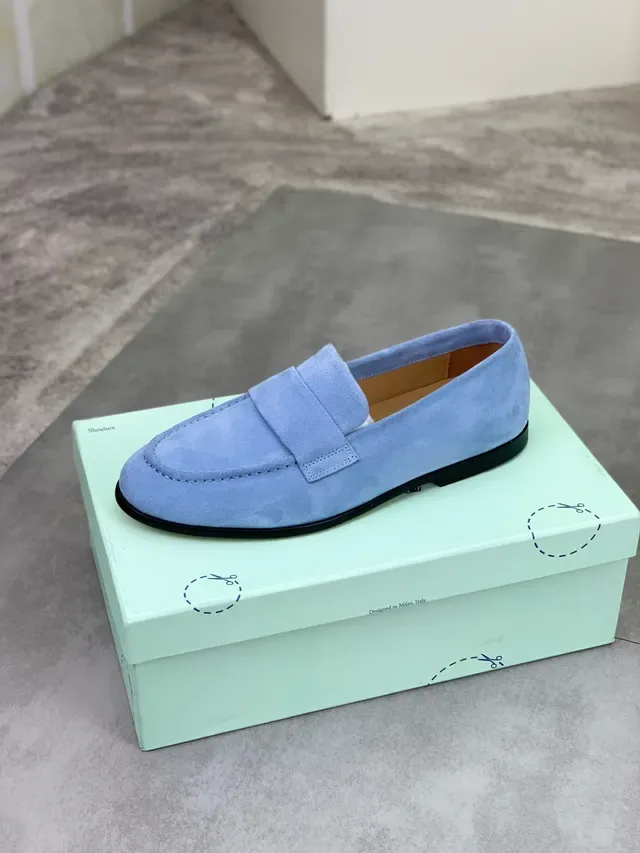 Light Blue Suede Penny Strap Loafer 4