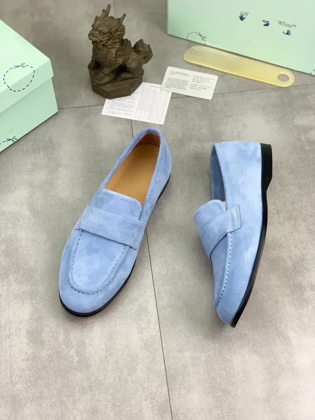 Light Blue Suede Penny Strap Loafer 5