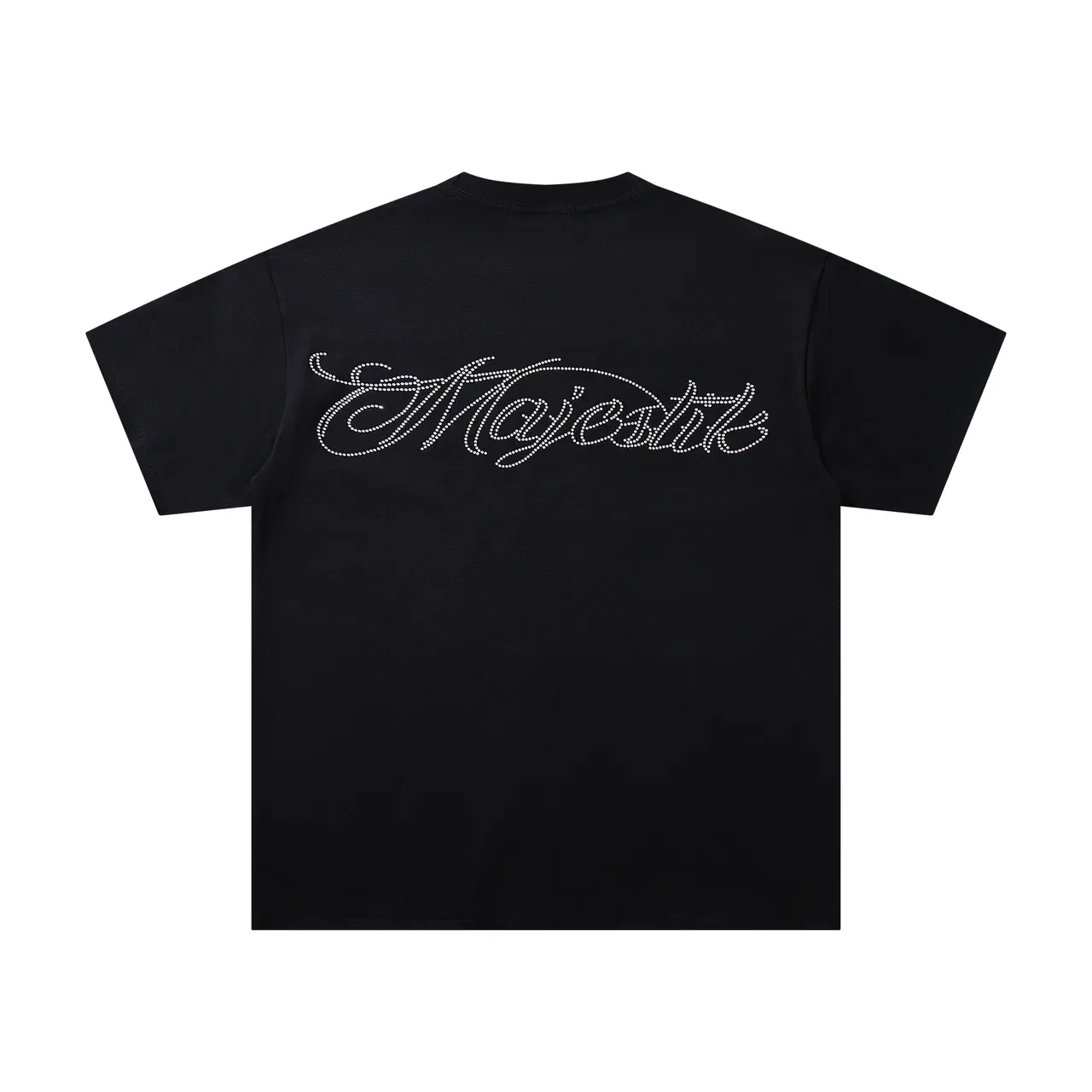 Majestik Black Multicolor Graphic-Print Rhinestone Logo T-Shirt 4