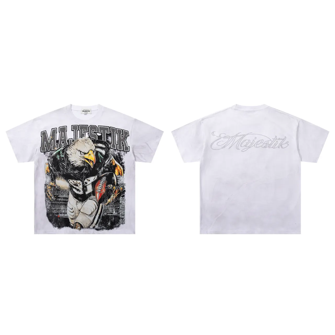 Majestik Eagle Football Graphic Print White T-Shirt 2