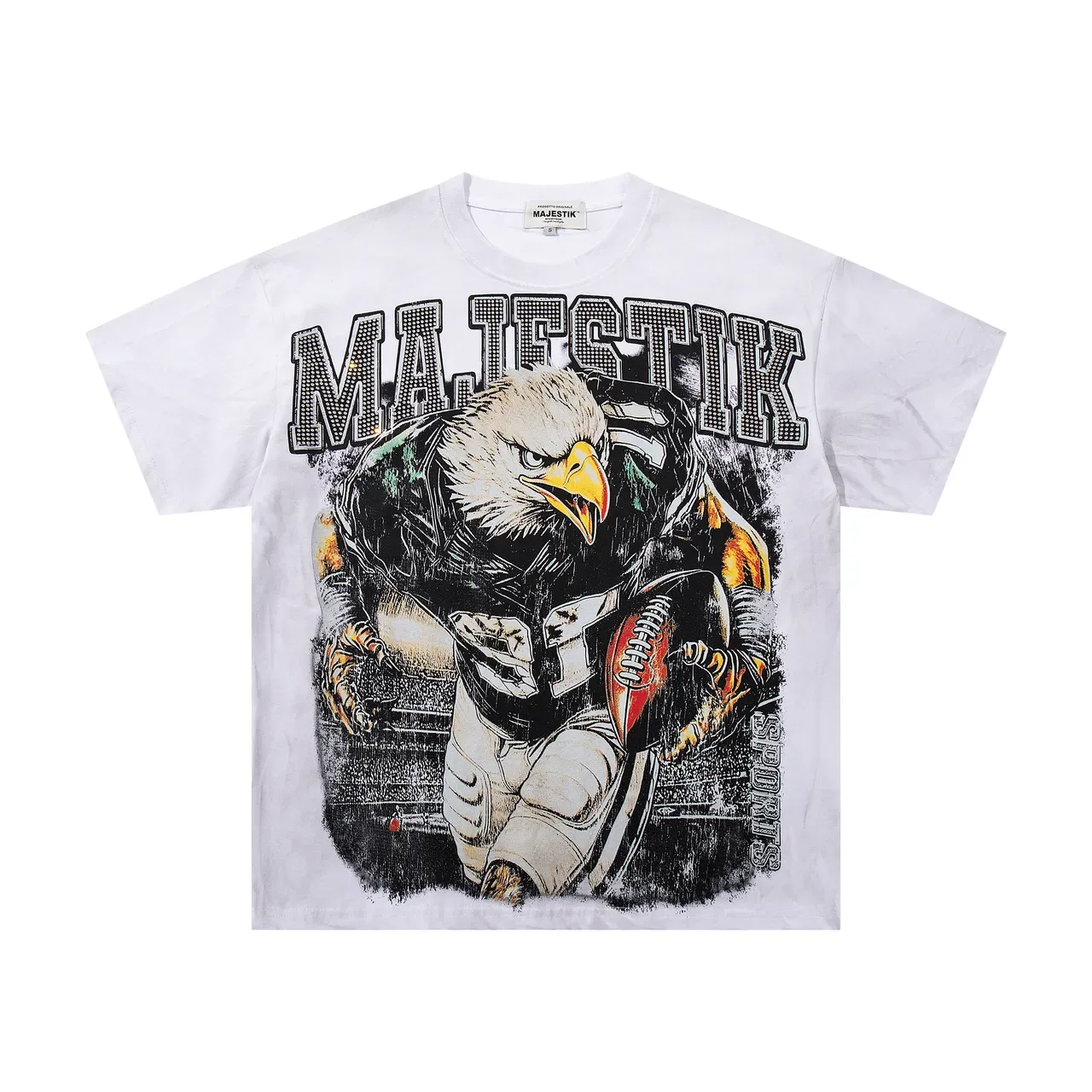 Majestik Eagle Football Graphic Print White T-Shirt 4