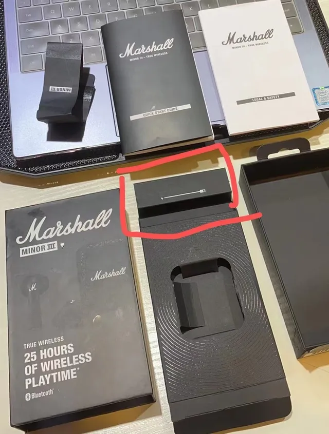 Marshall Negro Blanco Tallos Texturizados Logotipo Cursivo TWS Auriculares 3