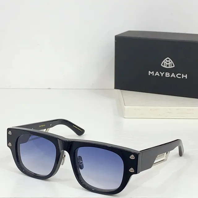 Maybach Black Gold Rectangular Frame Temple Stripe Sunglasses 4