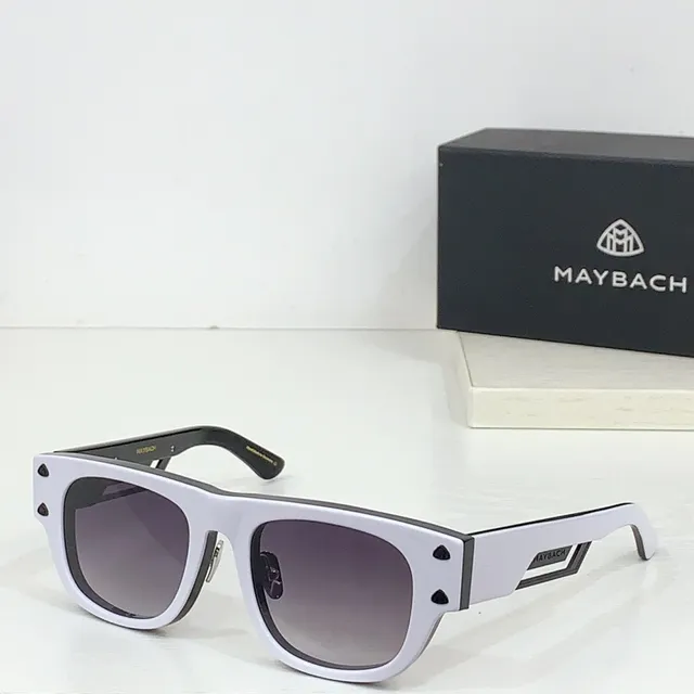 Maybach Black Gold Rectangular Frame Temple Stripe Sunglasses 7