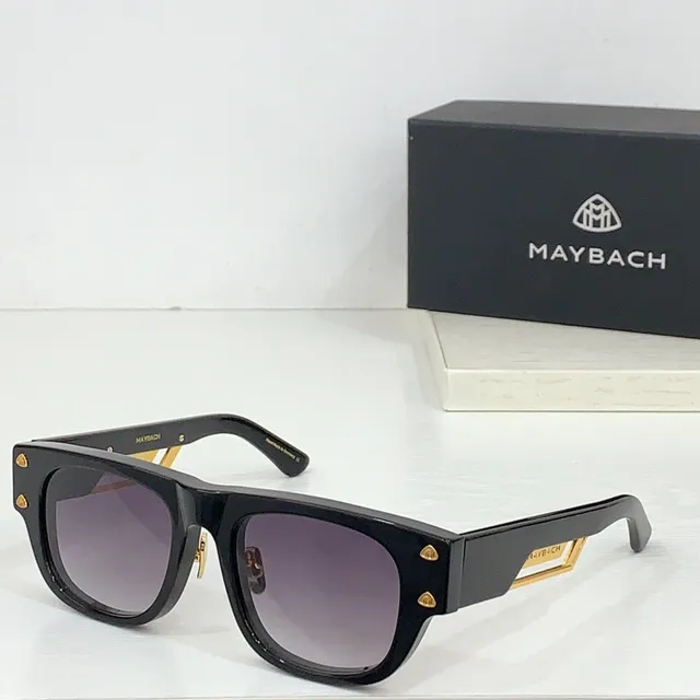 Maybach Black Gold Rectangular Frame Temple Stripe Sunglasses 8