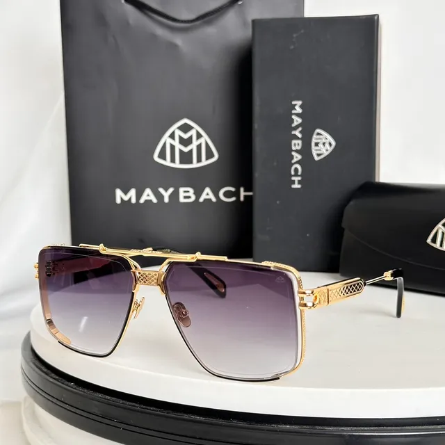 Maybach Silver Black Aviator-Style Rectangular Rhinestone-Accented Rim Sunglasses 5