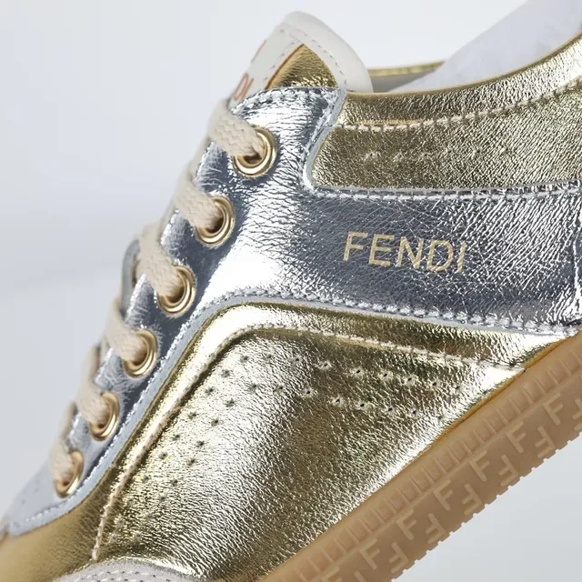 Metallic Silver and Gold Two-Tone Suede Lifestyle Sneakers 6