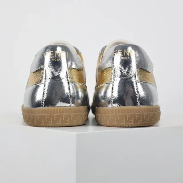 Metallic Silver and Gold Two-Tone Suede Lifestyle Sneakers 8