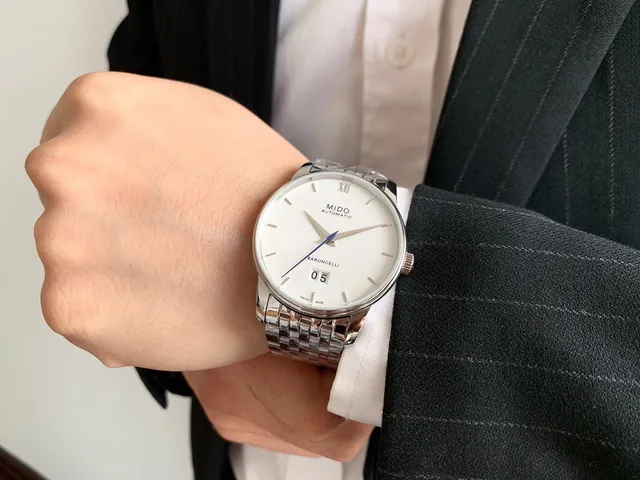 Mido Baroncelli स्वचालित सफेद डायल यांत्रिक घड़ी 5
