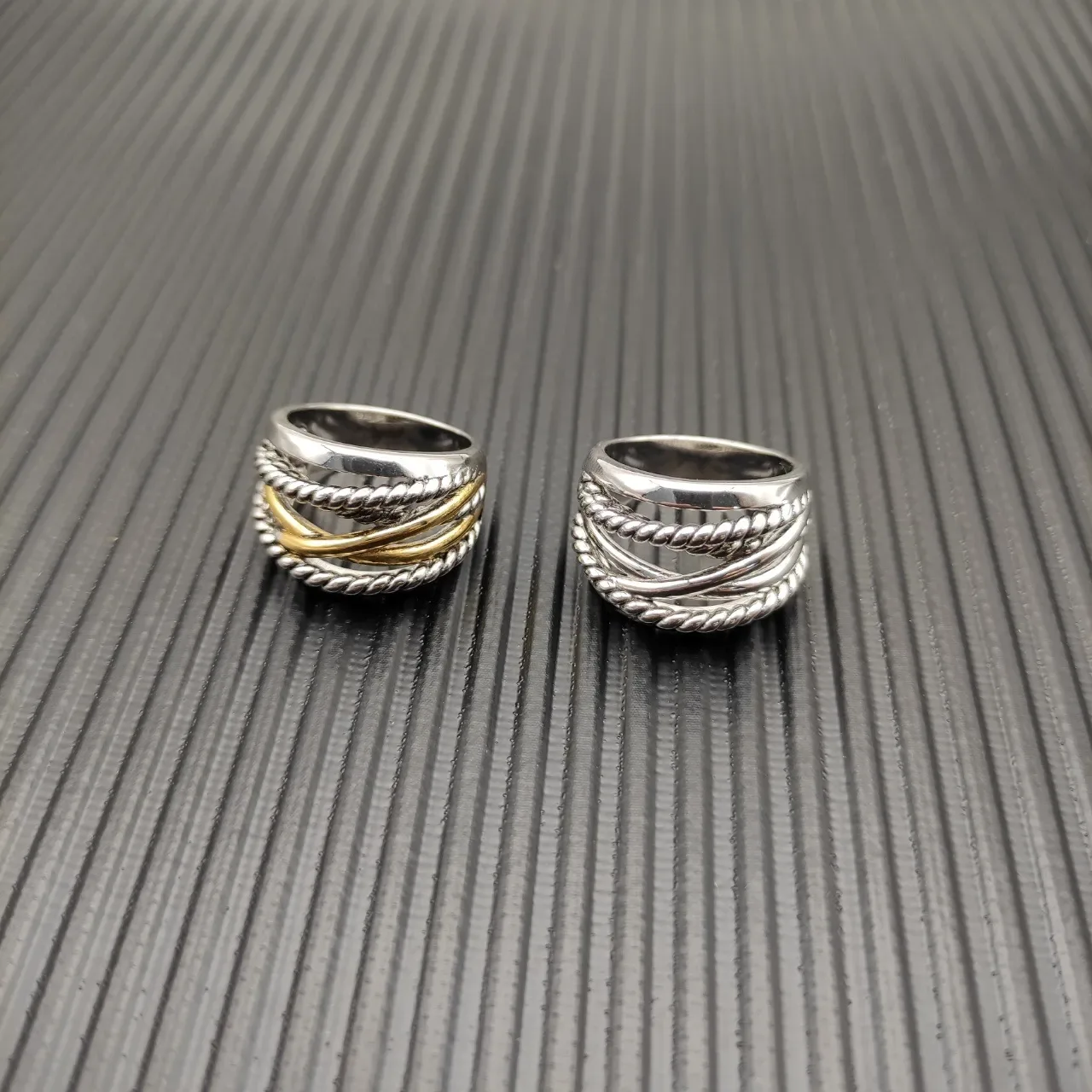Multi-Band Twisted Rope and Smooth Polished Ring 4