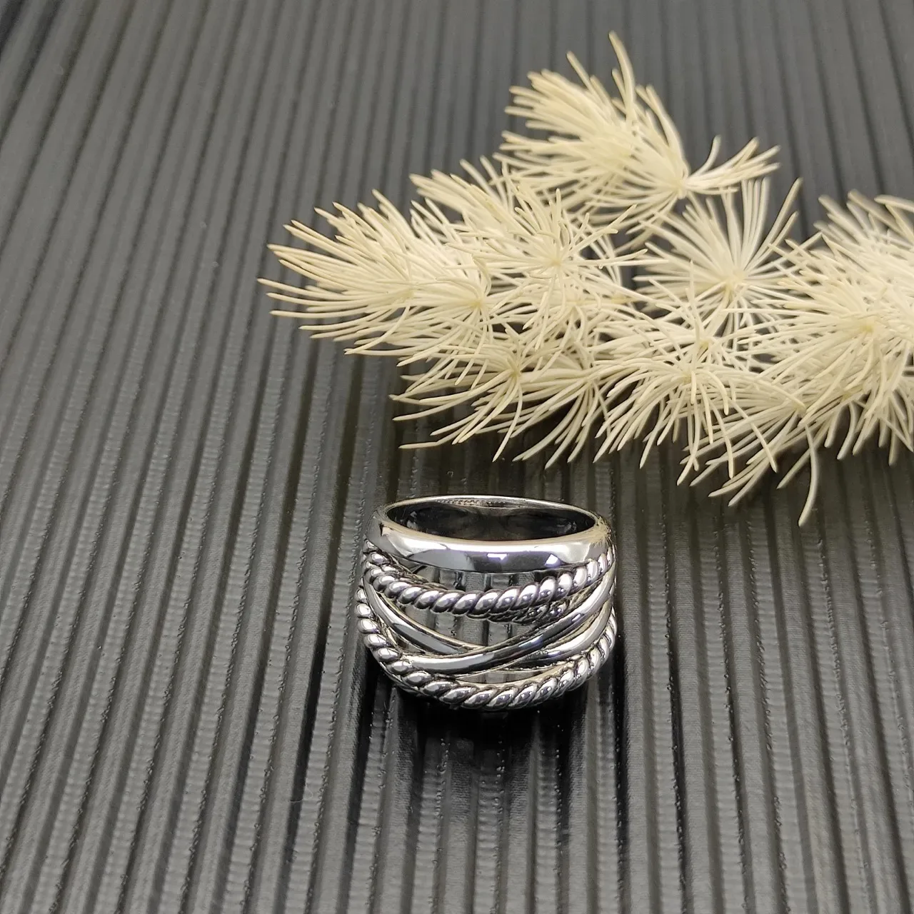 Multi-Band Twisted Rope and Smooth Polished Ring 6