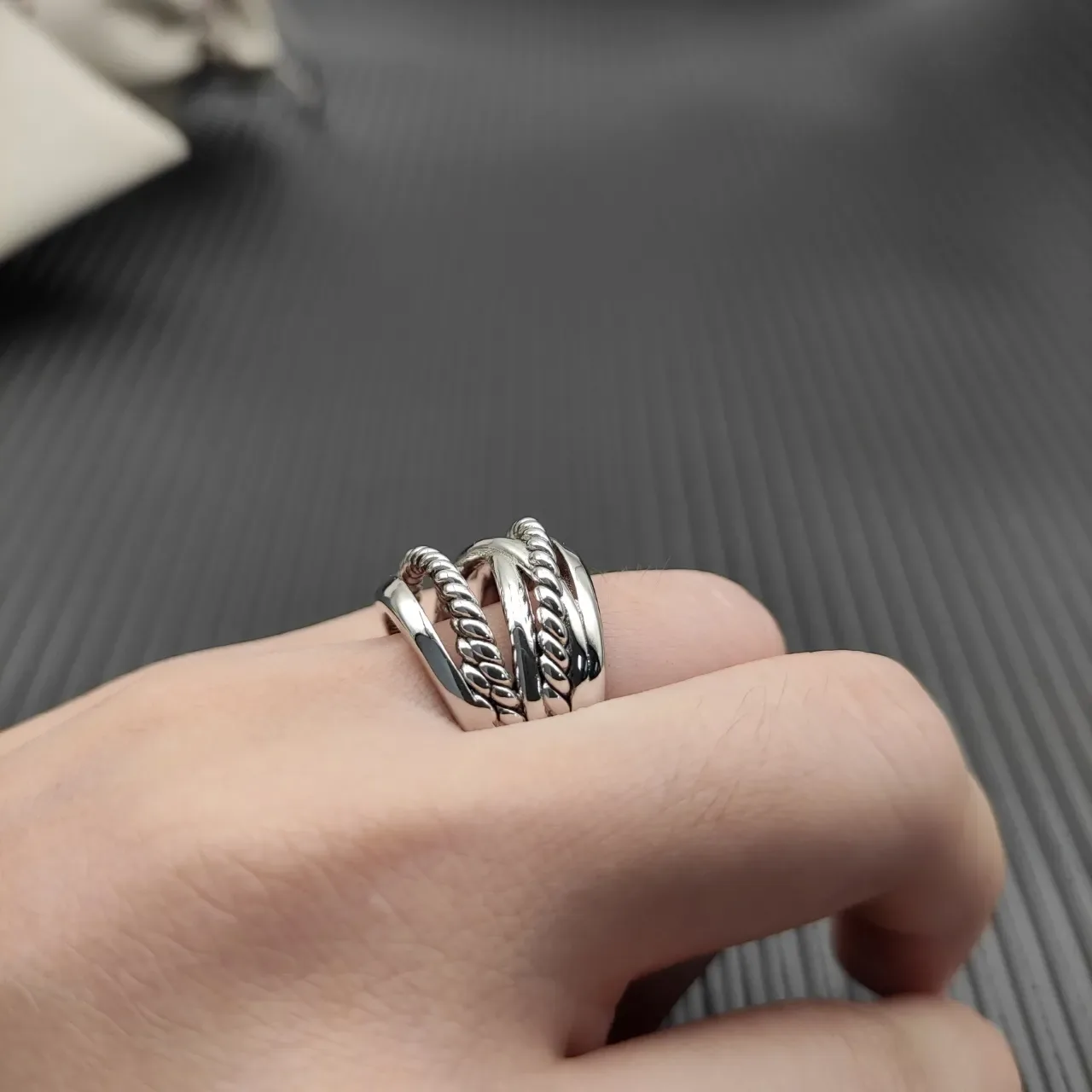 Multi-Band Twisted Rope and Smooth Polished Ring 7