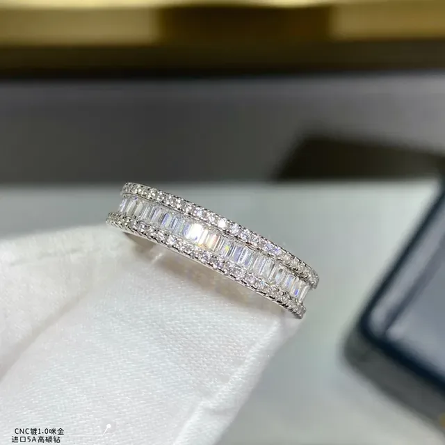 Multi-Row Baguette and Pavé Diamond Band Ring 6