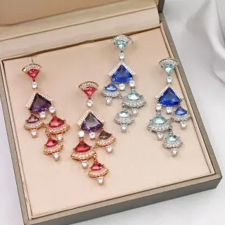 Multicolor Faceted Gemstone Chandelier Earrings