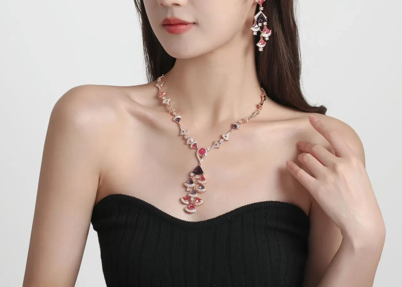 Multicolor Faceted Gemstone Chandelier Earrings 3